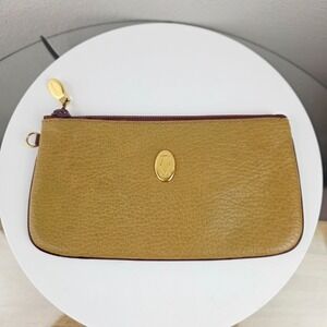 Cartier Must de Cartier Vintage Pebbled Leather Pouch Mustard Burgundy Gold Logo